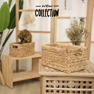 Cesta de Almacenamiento de Jacinto de Agua con Tapa, Caja Organizadora Rectangular, Contenedor Natural para Hogar u Oficina - Product Image 4
