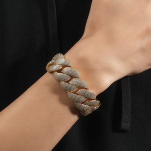 Pulsera de diamante de eslabones cubanos de Hip Hop chapada en oro blanco con personalización personalizada para hombres-Joyería de fiesta - Product Image 4