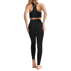 Ensemble de sport pour filles de meilleure qualité en Polyester et Spandex de couleur noire, vêtements de Fitness et d'entraînement à vendre - Product Image 4