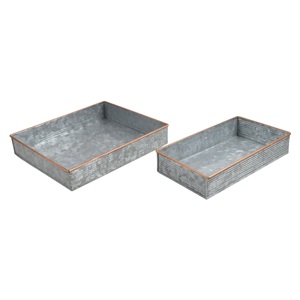 Irect-bandeja de servicio de comida rústica de 1 nivel, bandeja de metal galvanizado de alta calidad para decoración vintage de casa de campo - Product Image 2
