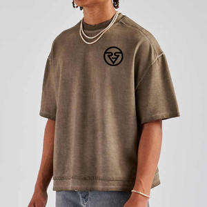 Camisetas de Hombre de Corte Regular con Efecto Desgastado por Ácido, Personalizables, de Cuello Redondo, Estilo Urbano, de Secado Rápido - Product Image 3