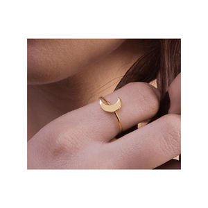 Latest Designs of Solid 14K Yellow Gold Crescent Moon <b>Ring</b> Handmade From <b>Indian</b> Exporter - Product Image 5