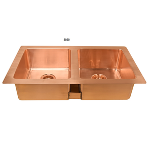 Évier en cuivre à double cuvette de haute qualité pour la cuisine - Product Image 1