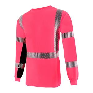 เสื้อยืดสะท้อนแสงคุณภาพสูง ขายส่ง แขนยาว แถบสะท้อนแสงหลายเส้น ผ้าทนทาน ระบายอากาศได้ดี เพื่อความปลอดภัย - Product Image 1