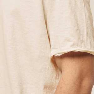 Camisetas de algodón 100% para hombre, Jersey transpirable de peso pesado con diseño en blanco sólido hecho de tela peinada y fibra de bambú - Product Image 6