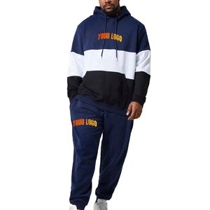 Conjunto Deportivo Personalizado de Algodón Grueso, Sudadera con Capucha y Pantalones Deportivos Vintage con Paneles, Lavado Ácido para Hombre - Product Image 1