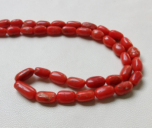 Hilo de 16 pulgadas, cuentas de forma ovalada de Coral rojo Natural, cuentas pulidas lisas, cuentas sueltas de piedras preciosas, fabricación de joyas S039 - Product Image 1