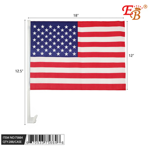 Bandera de coche de EE. UU. de 12.5x18 pulgadas, de plástico y poliéster, con impresión digital, duradera, para colgar en automóviles, con asta rectangular. - Product Image 1