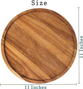 Plateau de service en bois de bambou fabriqué à la main de qualité supérieure conception ronde circulaire taille personnalisée hôtel restaurant service alimentaire en gros - Product Image 3