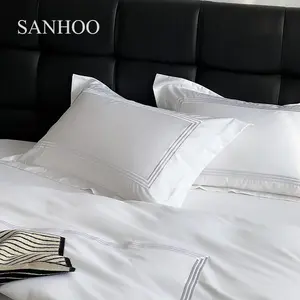 SANHOO Hotel Supplies Wholesaler Luxurious Comfortable Wynn Hyatt Hilton Bed Cover Sets Bed Sheet Bedding Sheet Sets 7 Pieces