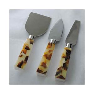 Ensemble de fromage en acier inoxydable fait main élégant classique Luxes en acier inoxydable avec poignée en résine de pêche Ensemble de couverts - Product Image 1
