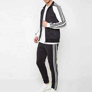 Ensemble de survêtements de jogging pour hommes grande taille, respirant, de haute qualité, à rayures et avec fermeture éclair, nouveau design tendance - Product Image 1