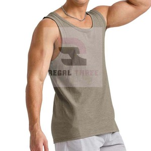 Débardeur de fitness sans manches pour homme personnalisé, haute qualité, respirant, écologique, col rond décontracté, impression de logo, polyester/coton - Product Image 3