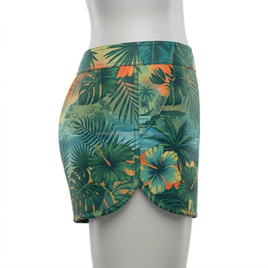 Shorts de plage pour femmes en marque privée, entièrement sublimés, extensibles dans 4 directions, respirants, légers, avec cordon de serrage, shorts de bain d'été - Product Image 3