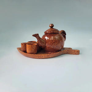 Pot en bois de noix de coco pour thé et vin servant en gros théière en bois de coco classique meilleures théières artisanales - Product Image 5