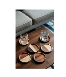 Ensemble de dessous-de-verre en bois rustique pour la salle à manger traditionnelle, texture de bois naturel, protection de la surface des boissons - Product Image 2