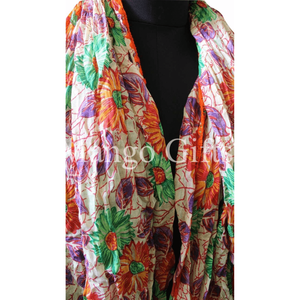 Pañuelo Dupatta de Chifón con Estampado Floral Indio, 100% Algodón, Multicolor - Product Image 2