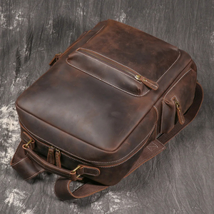 Sac à dos en cuir souple de haute qualité écologique grande capacité sac à dos décontracté sac à fermeture éclair Vintage pour adolescents sac d'école Portable - Product Image 6