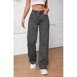 Jeans en denim gris stretch à jambes larges pour femmes, mode de luxe, taille haute, coupe ample, style streetwear, respectueux de l'environnement, placage, taille 26-40 OSCA - Product Image 2
