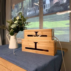 Boîte de rangement pour câbles WiFi et téléphone en bois artisanal |   Finition de bonne qualité |   Vente en gros, meilleur prix - Product Image 1
