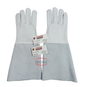 ISONZ Gants de soudage en cuir fendu en cuir de vachette Gants de travail de soudeur TIG robustes Gants de travail de sécurité industrielle pour les mains - Product Image 3