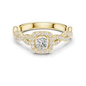 Bague de fiançailles en diamant de laboratoire taille coussin 0,858 CT avec halo, clarté VVS-VS EF, or 18 carats, 14 carats, 10 carats et argent 925 - Product Image 3