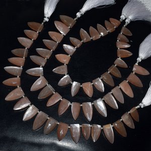Collar bohemio hecho a mano con cuentas de piedra de melocotón natural gruesa, pulsera con cuentas de piedra lunar de melocotón, cuentas de punta de flecha Briolette - Product Image 4