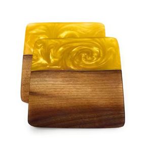 Juego de posavasos de té de Color marrón y azul con forma cuadrada de madera y resina, decoración de mesa, modelo usado, estilo hogar y cocina - Product Image 3