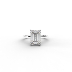 IGI Certified <b>Emerald</b> Cut Lab Grown Diamond Solitaire Engagement <b>Ring</b> in Solid 925 Sterling <b>Silver</b> - Product Image 1