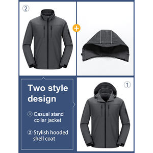 Vestes d'extérieur en vente chaude Veste softshell à manches longues coupe-vent imperméable et logo personnalisé pour hommes - Product Image 5