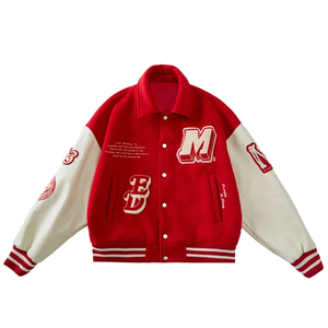 Chaqueta Universitaria Personalizada al por Mayor para Hombre, Elegante Bordado Chenille, Mangas de Cuero Genuino, Tallas Grandes, Chaquetas de Béisbol para Hombre - Product Image 5