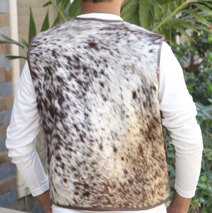 Chaleco de piel de vaca para hombre, chaleco informal de pelo Real con estampado de animales, talla grande, transpirable, tela satinada de cuero lavado para la temporada de otoño - Product Image 3