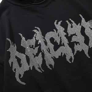 2026 High Quality Custom Design Winter Street Wear Diamond Extra Large Rhinestone Acid Wash French Terry Zipper-Up Embroidered - Product Image 3