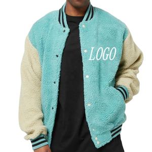 Manteau décontracté pour hommes, blouson bombardier d'hiver chaud, veste universitaire avec logo brodé personnalisé et manches en cuir PU, veste de style grande taille - Product Image 4