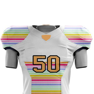 Conjunto de uniforme de fútbol americano con diseño de color arcoíris, hecho a medida, tu propio diseño, uniforme de fútbol de alta calidad - Product Image 4