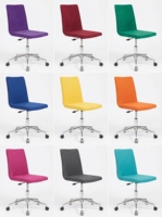 Chaise de bureau pivotante moderne en velours Eva, base étoile chromée, structure en acier inoxydable, vérin à gaz, dossier solide, sans accoudoirs/appuie-tête
