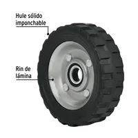 Roue en caoutchouc massif BOX 4 de 5' pour chariot à main, un roulement, PRETUL