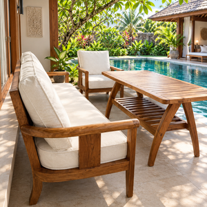 Conjunto de Sillones de Jardín de Teca para Exteriores, Muebles de Patio Acolchados Impermeables para Villa, Hotel, Patio - Product Image 2