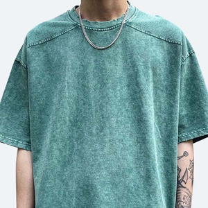 Camisetas lavadas con ácido personalizadas más vendidas, camiseta de hombro caído de gran tamaño de alta calidad para hombres, camisetas transpirables para hombres - Product Image 1