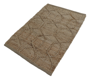 Tapis d'intérieur moderne en jute naturelle tissé à la main, réversible, épais, brun, motif géométrique texturé, écologique pour la maison et le bureau - Product Image 3