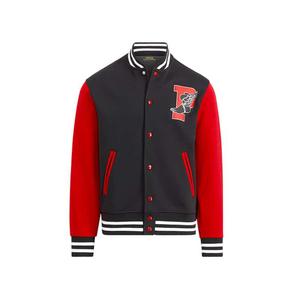 Recién llegado, chaquetas universitarias Letterman para hombre con mangas de cuero personalizadas, tela de lona de buena calidad, cuello levantado, logotipo frontal - Product Image 4