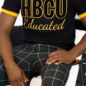 HBCU Educated Alpha <b>Black</b> Gold Chenille Embroidered <b>T</b> <b>Shirt</b> Premium Cotton Tee for Men Custom College Apparel Supplier Wholesale - Product Image 6