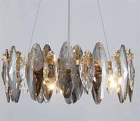 Lustre rectangulaire en cristal fumé de luxe classique, luminaires suspendus pour chambre à coucher