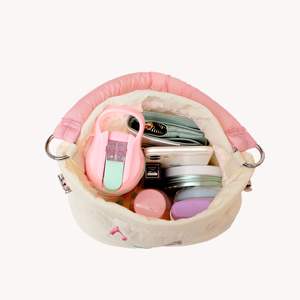 Bolso de Mano Tipo Cubo Mini para Mujer, con Cierre, Correa Ajustable, Diseño Arrugado Premium, para Compras y Uso al Aire Libre - Azul - Product Image 5