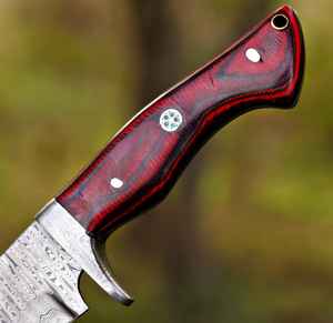 Couteaux de chasse en acier Damas en gros, couteaux à lame fixe pour le camping et le bushcraft avec étui en cuir fin, couteaux en acier personnalisés - Product Image 3