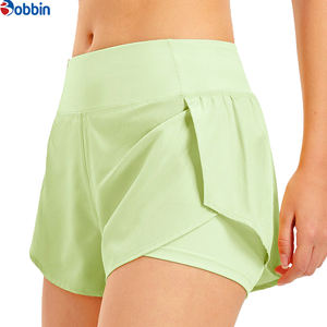 Shorts d'été pour femmes de qualité supérieure BOBBIN INDUSTRIES, double couche, élastique, séchage rapide, respirant, yoga, gym, sport, course à pied, léger - Product Image 1