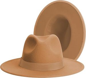 Chapeau Fedora Classique en Laine Marron Foncé Unisexe pour Adulte, Style Décontracté Printemps-Automne, Taille 56-58CM - Product Image 3