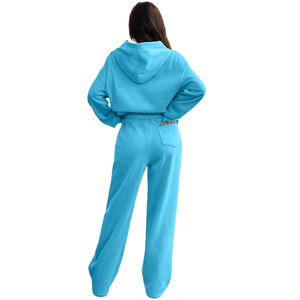 Ensemble survêtement pour femmes de haute qualité avec logo personnalisé, sweat-shirt à capuche surdimensionné à coupe ample et pantalon - Product Image 2