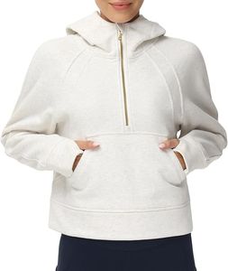 Sweat-shirts à capuche pour femmes, demi-zip, manches longues, en polaire, coupe courte, avec poches, personnalisables, tendance - Product Image 1