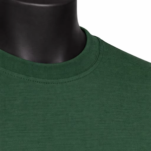 T-shirt en jersey tricoté décontracté à manches courtes et col rond pour homme, en coton vert respirant 240g, coupe ample - Product Image 4